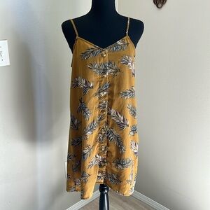ENTRO women’s mustard yellow front button‎ down dress size medium.
